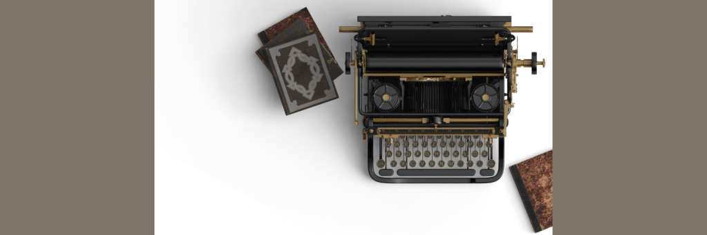 Two books and an old-fashioned typewriter.